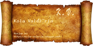 Kola Valéria névjegykártya